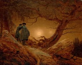 Caspar David Friedrich. Due uomini e la luna (Dresda, GemÃ¤ldegalerie).De Agostini Picture Library/E. Lessing