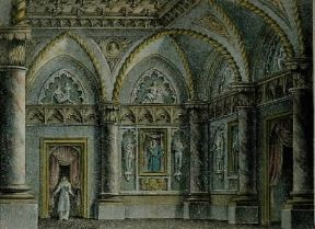 Gaetano Donizetti . Scenografia di A. Sanquirico per la prima rappresentazione (1830) dell'Anna Bolena.De Agostini Picture Library/A. Dagli Orti