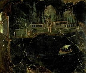 Paesaggio . Paesaggio raffigurato in un affresco pompeiano (Napoli, Museo Archeologico Nazionale).De Agostini Picture Library/Pedicini