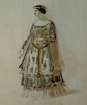 La favorita. Bozzetto realizzato nel 1855 per il costume di Leonora (Milano, Museo Teatrale alla Scala).De Agostini Picture Library/A. Dagli Orti