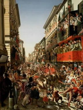 Carnevale. Carnevale a Roma di A. P. Mjasoldov (1839; San Pietroburgo, Ermitage).De Agostini Picture Library/A. Dagli Orti