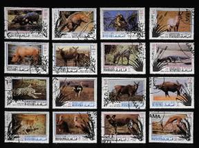 Francobollo. Una serie di francobolli faunistici di Manama.De Agostini Picture Library/A. Dagli Orti