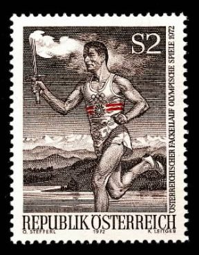 Francobollo austriaco per le Olimpiadi del 1972.De Agostini Picture Library/A. Dagli Orti