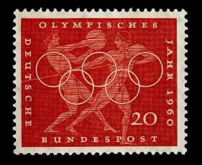 Francobollo tedesco per le Olimpiadi di Roma del 1960.De Agostini Picture Library/A. Dagli Orti