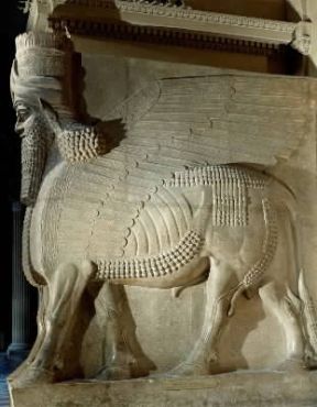 Khorsabad. Toro androcefalo alato proveniente dal palazzo imperiale (sec. VIII a. C.; Parigi, Louvre).De Agostini Picture Library/G. Dagli Orti