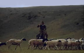 Mongolia. Pastore nomade nel deserto del Gobi. De Agostini Picture Library / W. Buss
