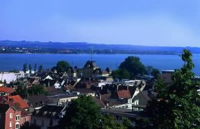Bregenz. Veduta di una zona della cittÃ  sulla sponda orientale del lago di Costanza.De Agostini Picture Library /Baldizzone