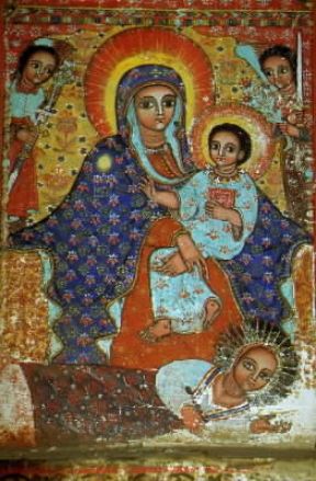 Copti. Affresco in una chiesa etiope nei pressi del lago Tana. De Agostini Picture Library / C. Sappa
