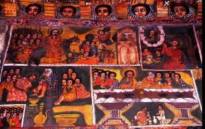 Etiopia. Particolare degli affreschi della chiesa di Debre Birhan a Gondar.De Agostini Picture Library/C. Sappa