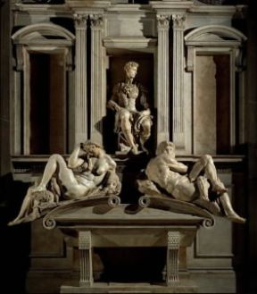 Michelangelo Buonarroti. La tomba di Giuliano de'Medici all'interno della Sacrestia Nuova di S. Lorenzo a Firenze.De Agostini Picture Library/G. Dagli Orti