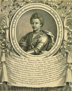 Amedeo VI in una incisione di P. Giffart (Milano, Civica Raccolta Stampe A. Bertarelli).Milano, Bertarelli