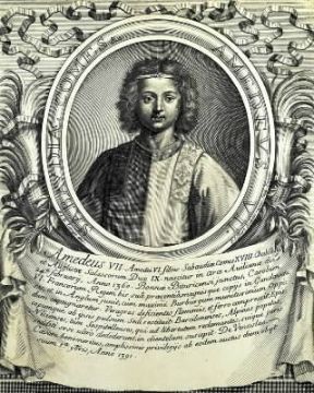 Amedeo VII in una incisione di P. Giffart (Milano, Civica Raccolta Stampe A. Bertarelli).Milano, Bertarelli