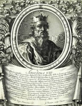 Amedeo VIII in una incisione di G. Tasniere (Milano, Civica Raccolta Stampe A. Bertarelli).Milano, Bertarelli