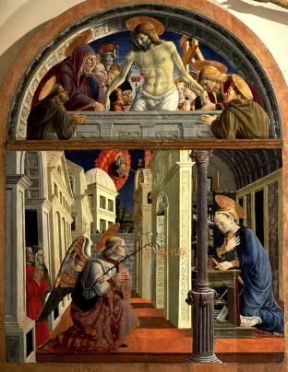 Girolamo di Giovanni da Camerino. L'Annunciazione (Camerino, Pinacoteca Comunale).De Agostini Picture Library / G. Dagli Orti