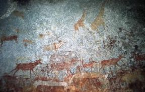 Zimbabwe. Particolare di una pittura rupestre a Bulawayo.De Agostini Picture Library/G. SioÃ«n