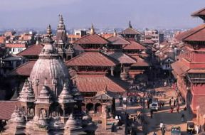Asia. Veduta della piazza del Durba a Patan nella regione di Katmandu (Nepal).De Agostini Picture Library/W. Buss