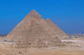 Architettura. Le piramidi egizie di Cheope, Chefren e Micerino a El-GÃ®za.De Agostini Picture Library/W. Buss