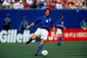 Franco Baresi. Il famoso calciatore azzurro in un momento della partita Italia-Norvegia durante i Mondiali del 1994 giocati negli USA.Farabolafoto