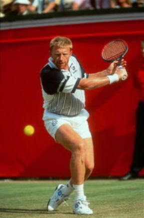 Boris Becker. Il grande tennista impegnato in un incontro.Farabolafoto