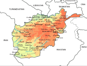 Afghanistan. Cartina geografica.