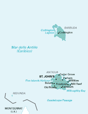 Antigua e Barbuda. Cartina geografica.