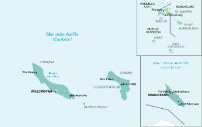 Antille Olandesi. Cartina geografica.