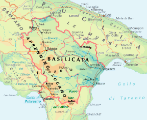 Basilicata. Cartina geografica.