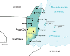 Belize. Cartina geografica.