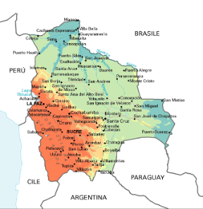 Bolivia. Cartina geografica.