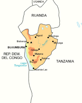 Burundi. Cartina geografica.