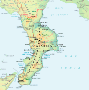 Calabria. Cartina geografica.