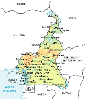 Camerun. Cartina geografica.