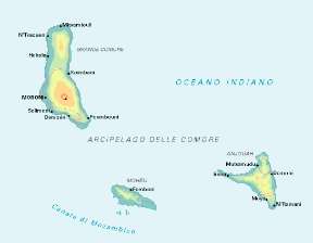 Comore. Cartina geografica.