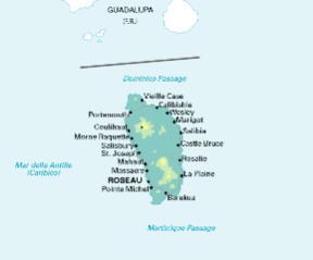 Dominica. Cartina geografica.