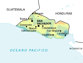 El Salvador. Cartina geografica.