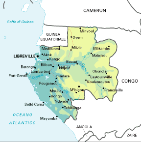 Gabon. Cartina geografica.