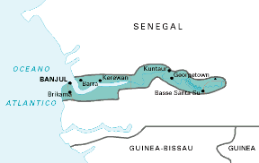 Gambia. Cartina geografica.