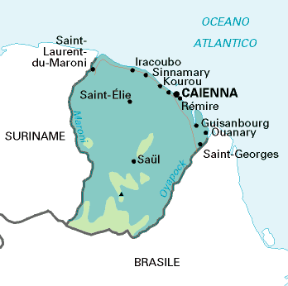 Guayana Francese. Cartina geografica.