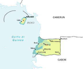 Guinea Equatoriale. Cartina geografica.