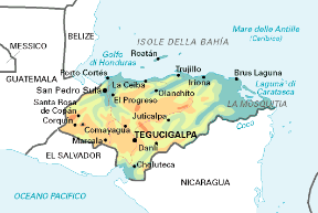 Honduras. Cartina geografica.