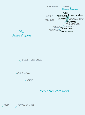Isole Palau. Cartina geografica.