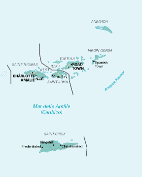 Isole Vergini. Cartina geografica.