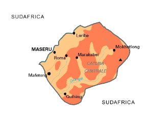 Lesotho. Cartina geografica.