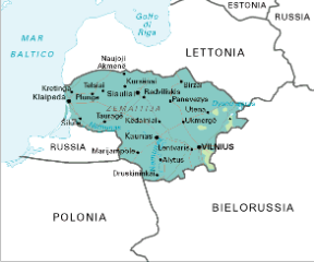 Lituania. Cartina geografica.
