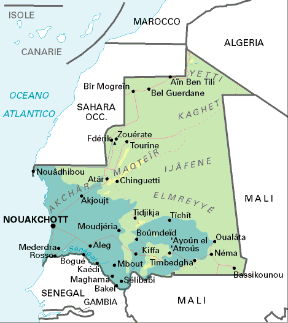 Mauritania. Cartina geografica.