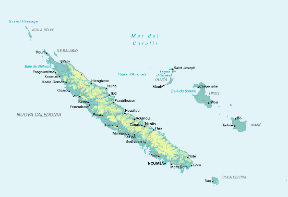 Nuova Caledonia. Cartina geografica.