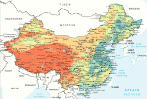 Repubblica Popolare della Cina. Cartina geografica.