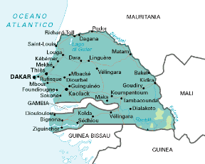 Senegal. Cartina geografica.
