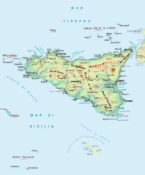 Sicilia. Cartina geografica.