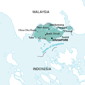 Singapore. Cartina geografica.